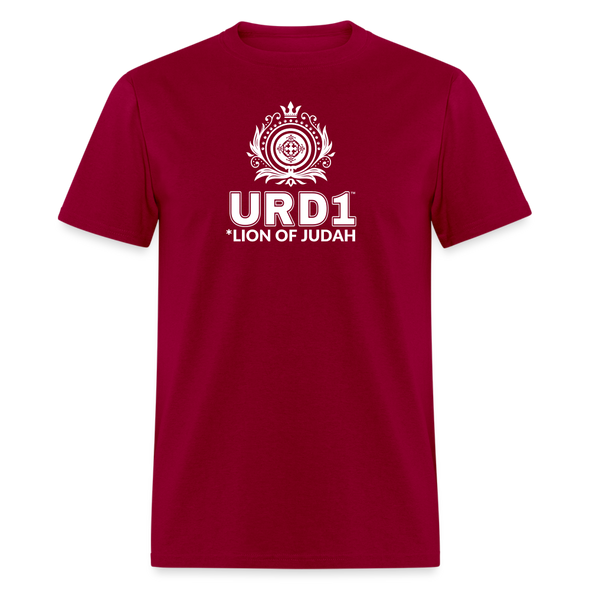 URD1 - Men Praise T-Shirt - Lion of Judah - dark red