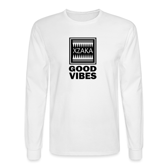 XZAKA - Men's Long Sleeve T-Shirt - Good Vibes - white