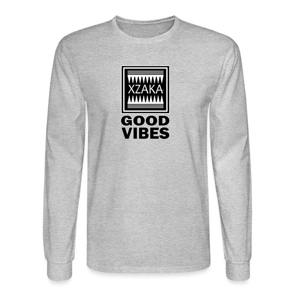 XZAKA - Men's Long Sleeve T-Shirt - Good Vibes - heather gray