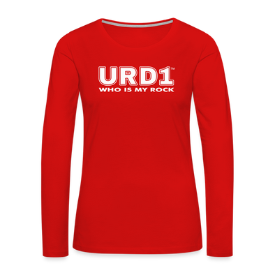 URD1 - Women Long Sleeve IMPACT T-Shirt - Who Is My Rock - red