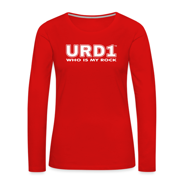 URD1 - Women Long Sleeve IMPACT T-Shirt - Who Is My Rock - red