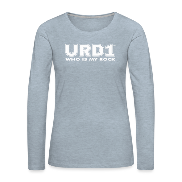 URD1 - Women Long Sleeve IMPACT T-Shirt - Who Is My Rock - heather ice blue