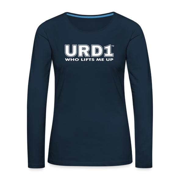 URD1 - Women Long Sleeve IMPACT T-Shirt - Who Lifts Me Up - deep navy