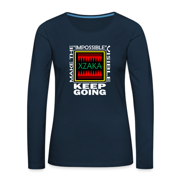 XZAKA - Women "Impossible-Possible" Long Sleeve T-Shirt - deep navy