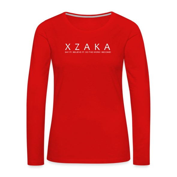 XZAKA - Women "Do The Work" Long Sleeve T-Shirt - red