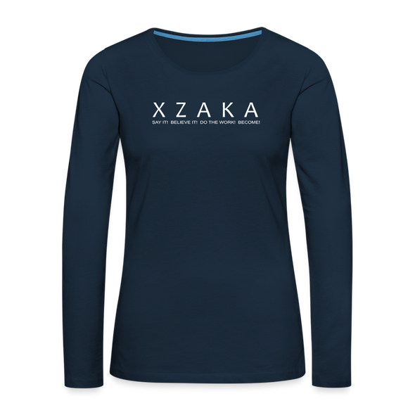 XZAKA - Women "Do The Work" Long Sleeve T-Shirt - deep navy