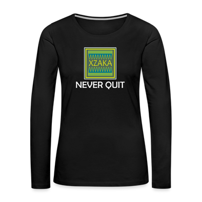 XZAKA - Women "Never Quit" Long Sleeve T-Shirt - KG WH - black