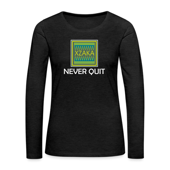 XZAKA - Women "Never Quit" Long Sleeve T-Shirt - KG WH - charcoal grey