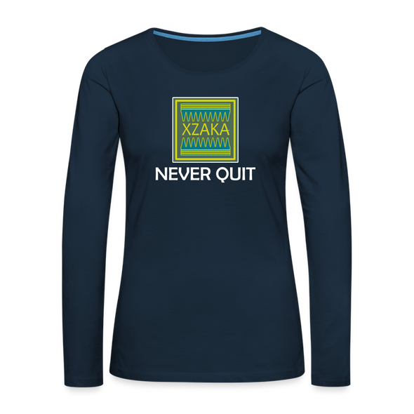 XZAKA - Women "Never Quit" Long Sleeve T-Shirt - KG WH - deep navy