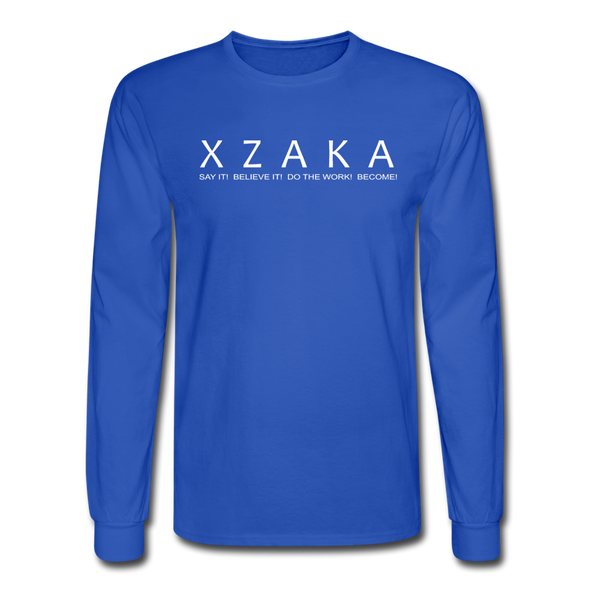 XZAKA - Men Motivational Long Sleeve T-Shirt - M1438-2 - royal blue