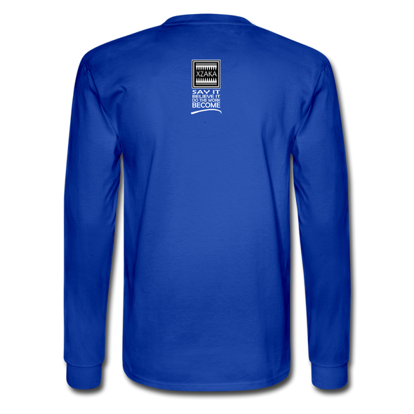 XZAKA - Men Motivational Long Sleeve T-Shirt - M1438-2 - royal blue