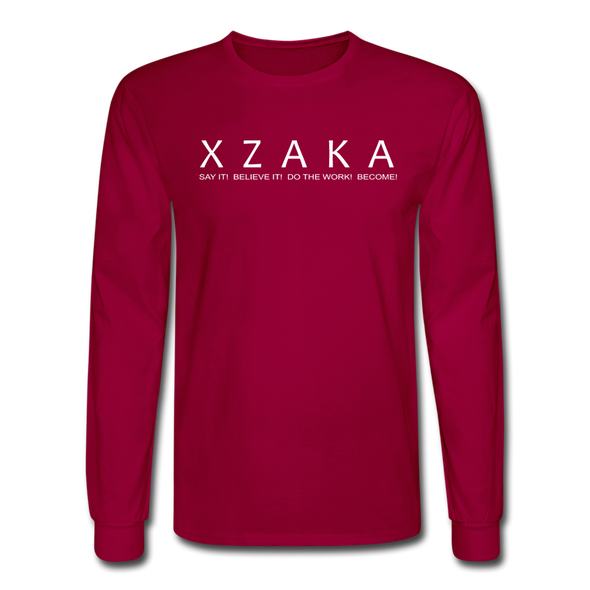 XZAKA - Men Motivational Long Sleeve T-Shirt - M1438-2 - dark red