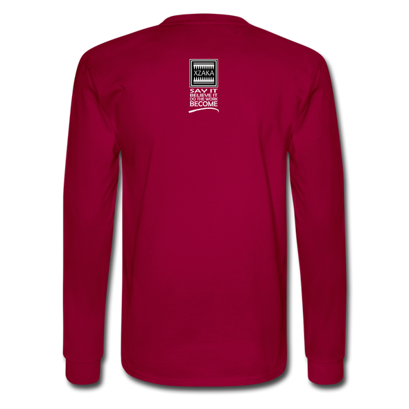 XZAKA - Men Motivational Long Sleeve T-Shirt - M1438-2 - dark red