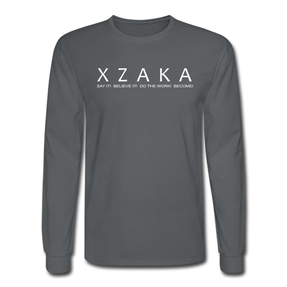 XZAKA - Men Motivational Long Sleeve T-Shirt - M1438-2 - charcoal