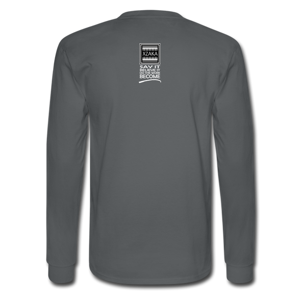 XZAKA - Men Motivational Long Sleeve T-Shirt - M1438-2 - charcoal