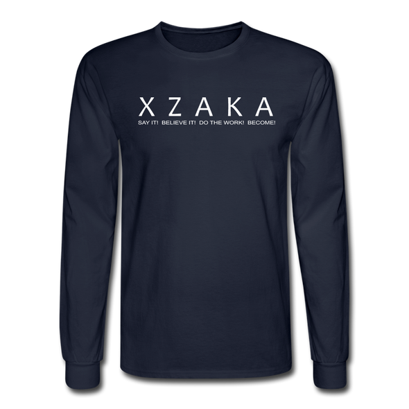 XZAKA - Men Motivational Long Sleeve T-Shirt - M1438-2 - navy