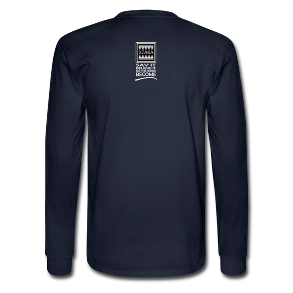 XZAKA - Men Motivational Long Sleeve T-Shirt - M1438-2 - navy