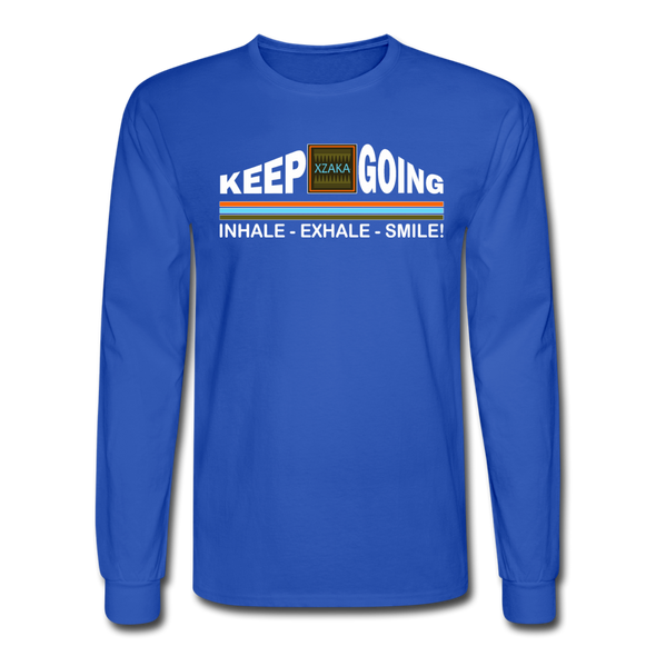 XZAKA - Men "Inhale-Exhale-Smile" Motivational Long Sleeve T-Shirt - M1438-2 - royal blue