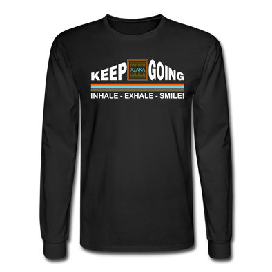 XZAKA - Men "Inhale-Exhale-Smile" Motivational Long Sleeve T-Shirt - M1438-2 - black