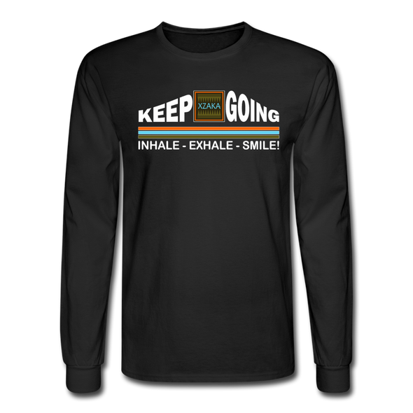 XZAKA - Men "Inhale-Exhale-Smile" Motivational Long Sleeve T-Shirt - M1438-2 - black