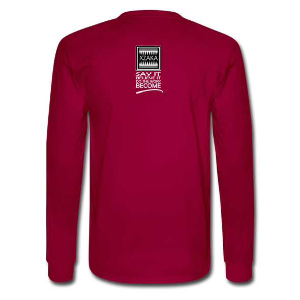 XZAKA - Men Motivational Long Sleeve T-Shirt - M1439-2 - dark red