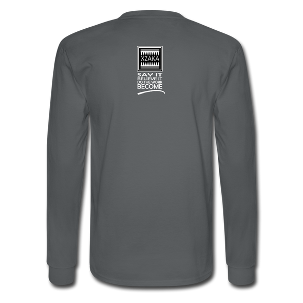 XZAKA - Men Motivational Long Sleeve T-Shirt - M1439-2 - charcoal