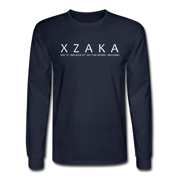 XZAKA - Men Motivational Long Sleeve T-Shirt - M1439-2 - navy