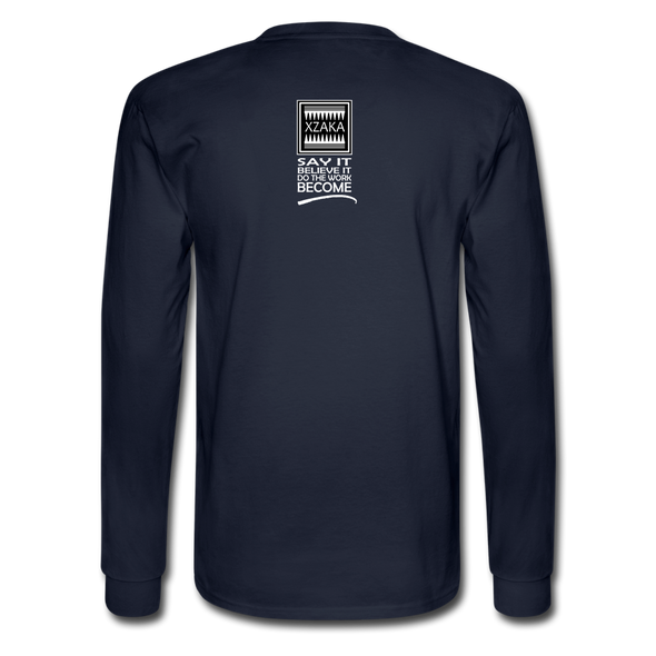 XZAKA - Men Motivational Long Sleeve T-Shirt - M1439-2 - navy