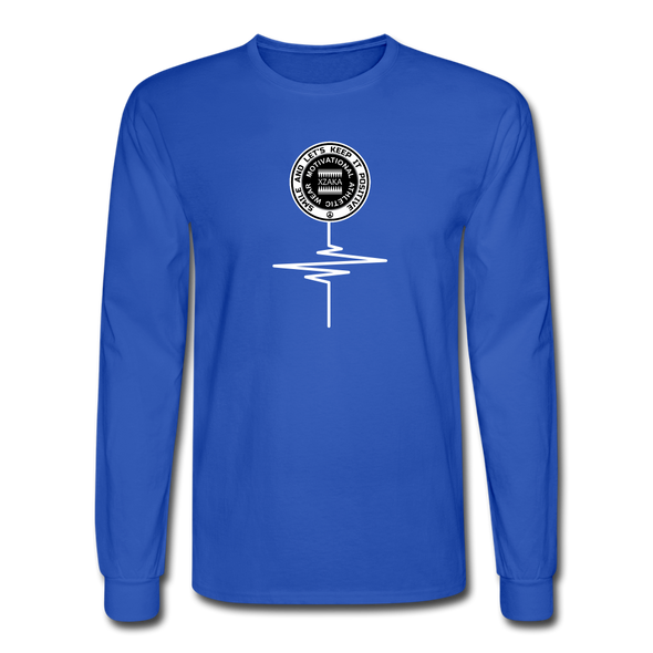 XZAKA - Men "Smile" Motivational Long Sleeve T-Shirt - M1443-2 - royal blue