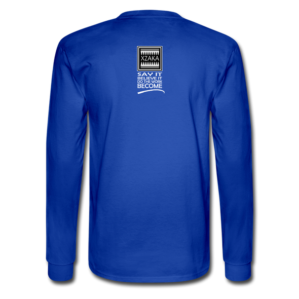 XZAKA - Men "Smile" Motivational Long Sleeve T-Shirt - M1443-2 - royal blue