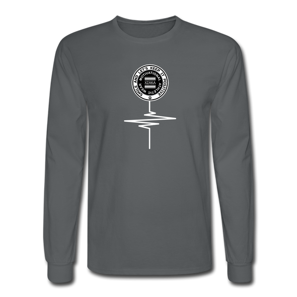 XZAKA - Men "Smile" Motivational Long Sleeve T-Shirt - M1443-2 - charcoal