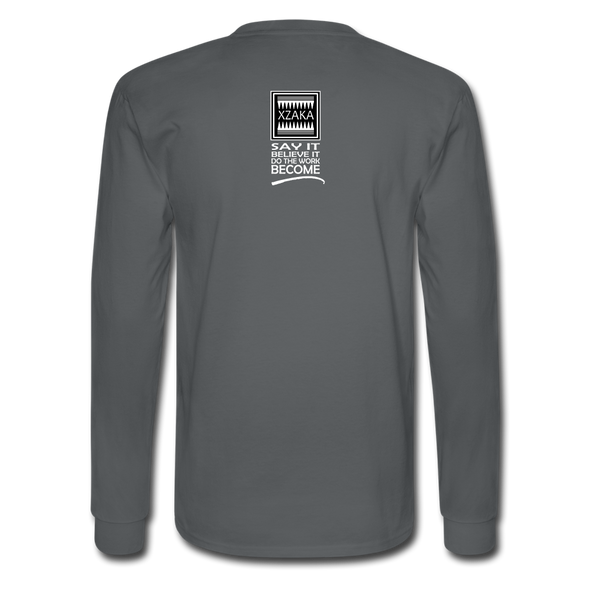 XZAKA - Men "Smile" Motivational Long Sleeve T-Shirt - M1443-2 - charcoal