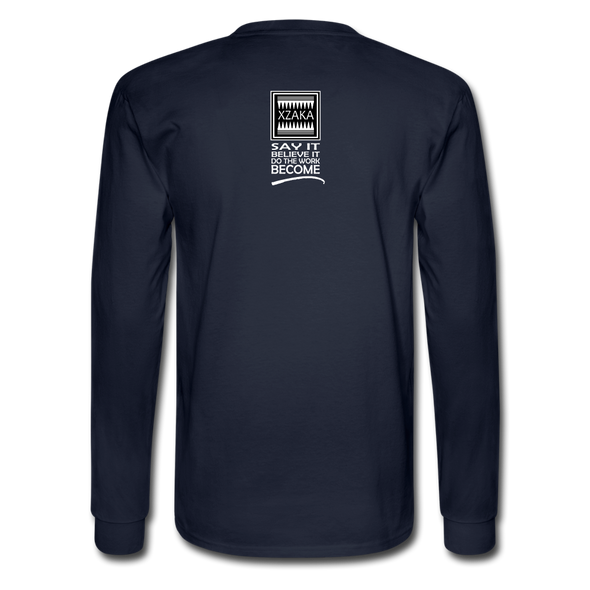 XZAKA - Men "Smile" Motivational Long Sleeve T-Shirt - M1443-2 - navy