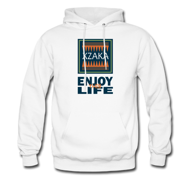 XZAKA Men "Enjoy This Life" Motivational Hoodie - M7103 - white