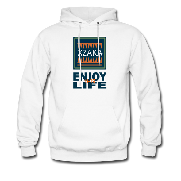 XZAKA Men "Enjoy This Life" Motivational Hoodie - M7103 - white