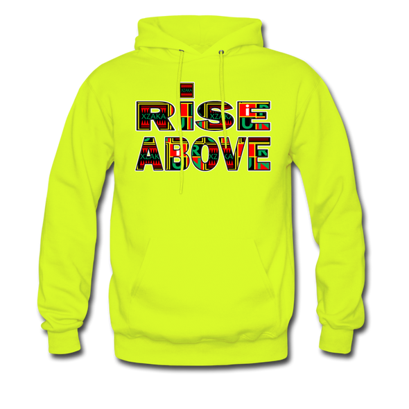 XZAKA Men "Rise Above" Motivational Hoodie - M7107 - safety green