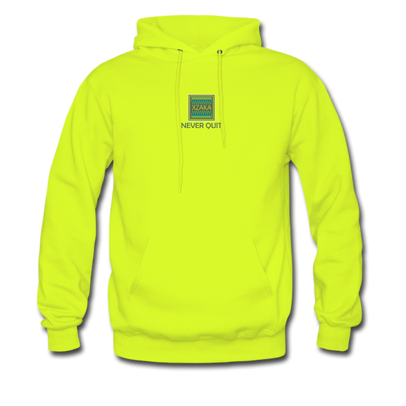 XZAKA Men "Never Quit" Motivational Hoodie - M7111 - safety green