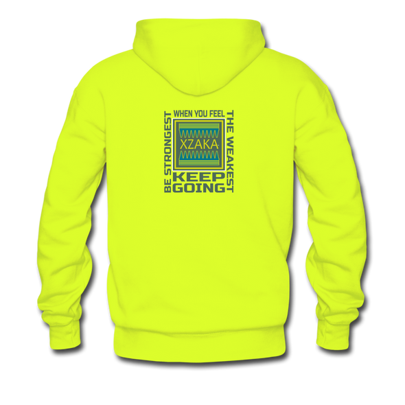 XZAKA Men "Never Quit" Motivational Hoodie - M7111 - safety green