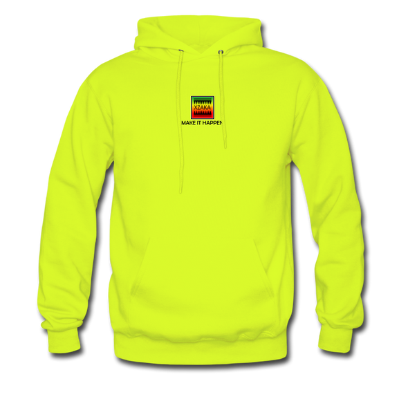 XZAKA Men "Make It Happen" Motivational Hoodie - M7110 - safety green