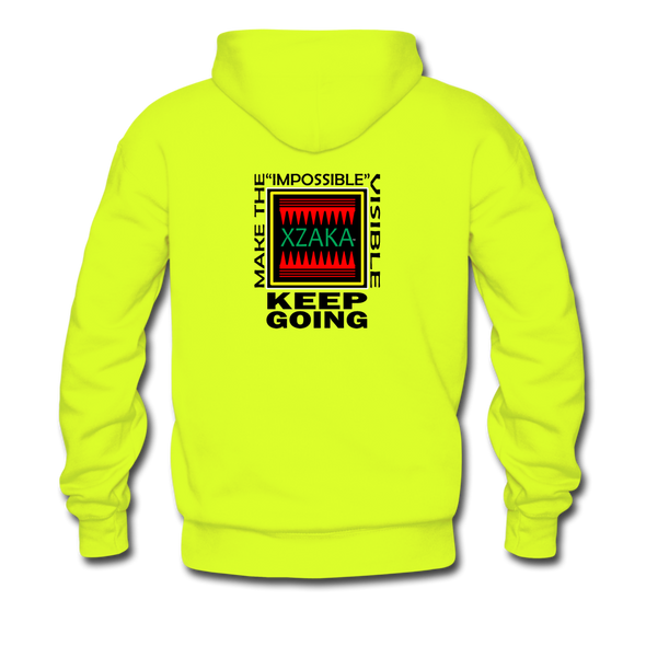 XZAKA Men "Make It Happen" Motivational Hoodie - M7110 - safety green