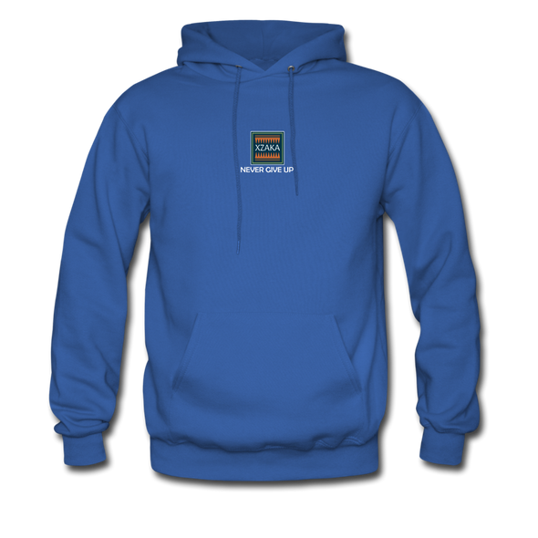 XZAKA Men "Never Give Up" Motivational Hoodie - M7114 - royal blue