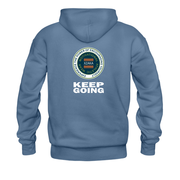 XZAKA Men "Never Give Up" Motivational Hoodie - M7114 - denim blue