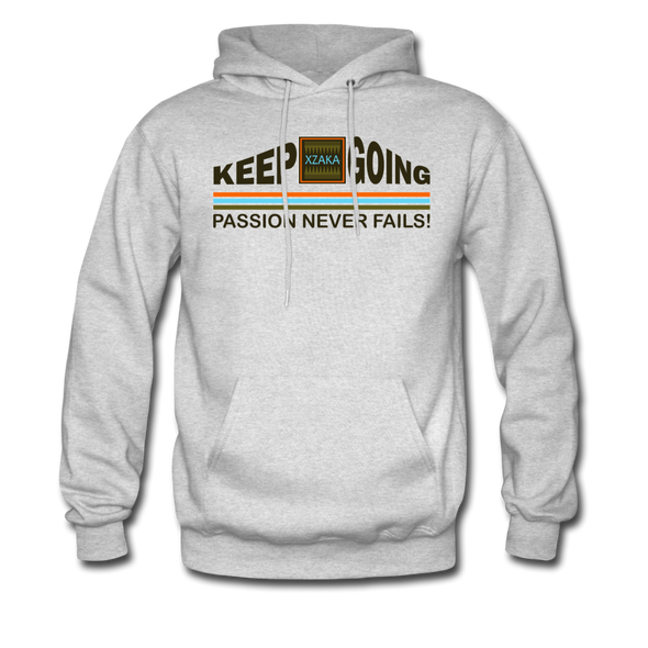 XZAKA Men "Passion Never Fails" Motivational Hoodie - M7116 - ash 