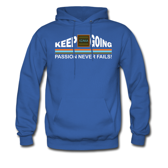 XZAKA Men "Passion Never Fails" Motivational Hoodie - M7117 - royal blue