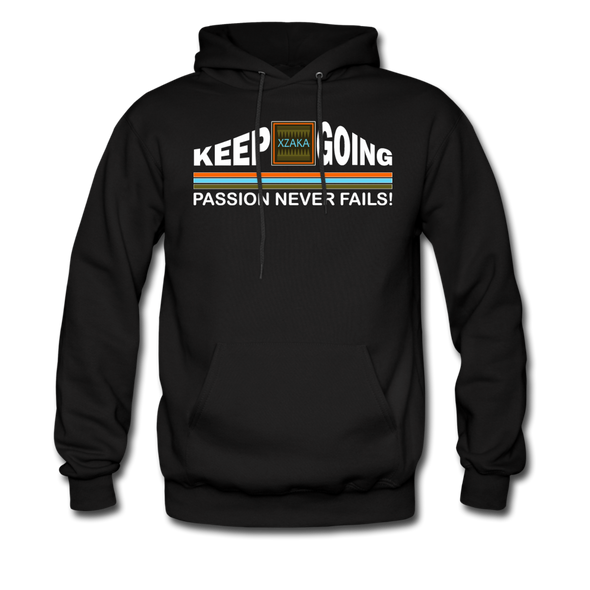 XZAKA Men "Passion Never Fails" Motivational Hoodie - M7117 - black