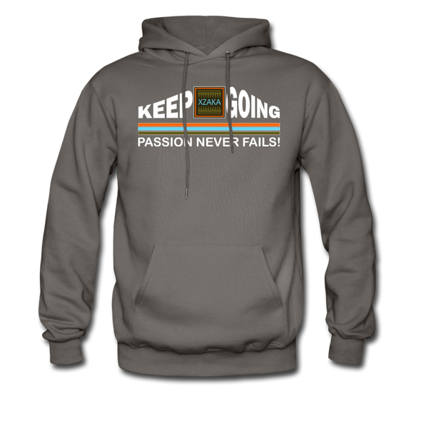 XZAKA Men "Passion Never Fails" Motivational Hoodie - M7117 - asphalt gray