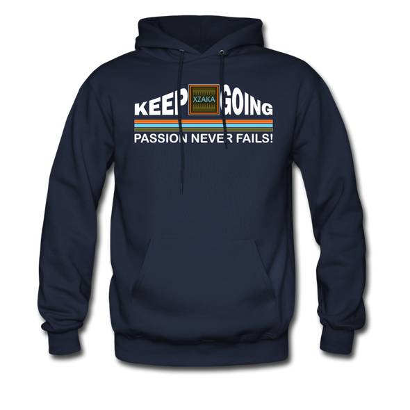 XZAKA Men "Passion Never Fails" Motivational Hoodie - M7117 - navy