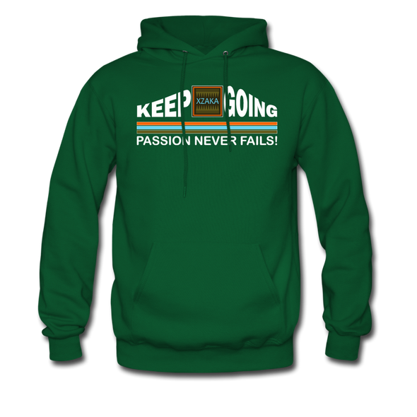 XZAKA Men "Passion Never Fails" Motivational Hoodie - M7117 - forest green