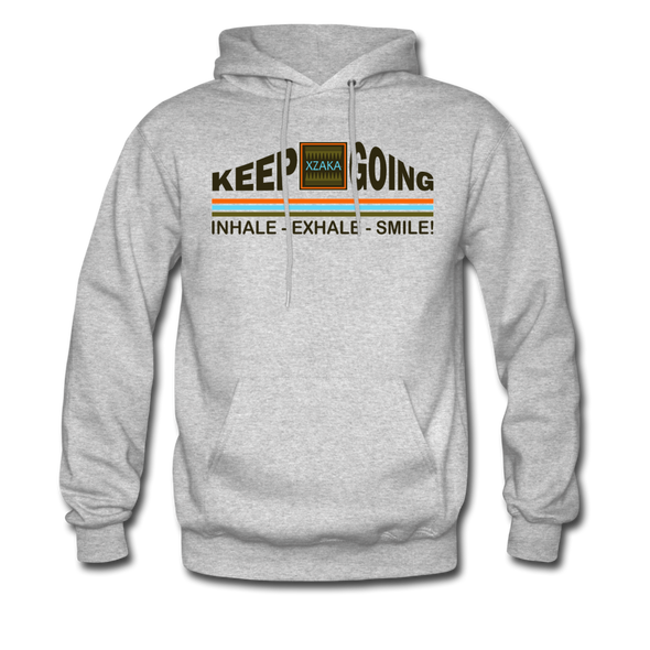 XZAKA Men "Inhale-Exhale-Smile!" Motivational Hoodie - M7120 - heather gray