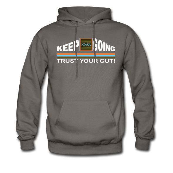 XZAKA Men "Trust Your Gut" Motivational Hoodie - M7119 - asphalt gray